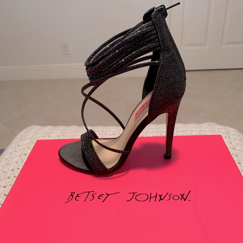 Betsey Johnson Kora Black Glitter Heels
